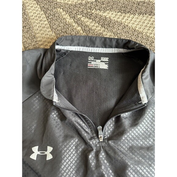 Under Armour Sportstyle Anorak Coat Black Windproof Hooded Pullover‎ Sz SM/P - Picture 3 of 4